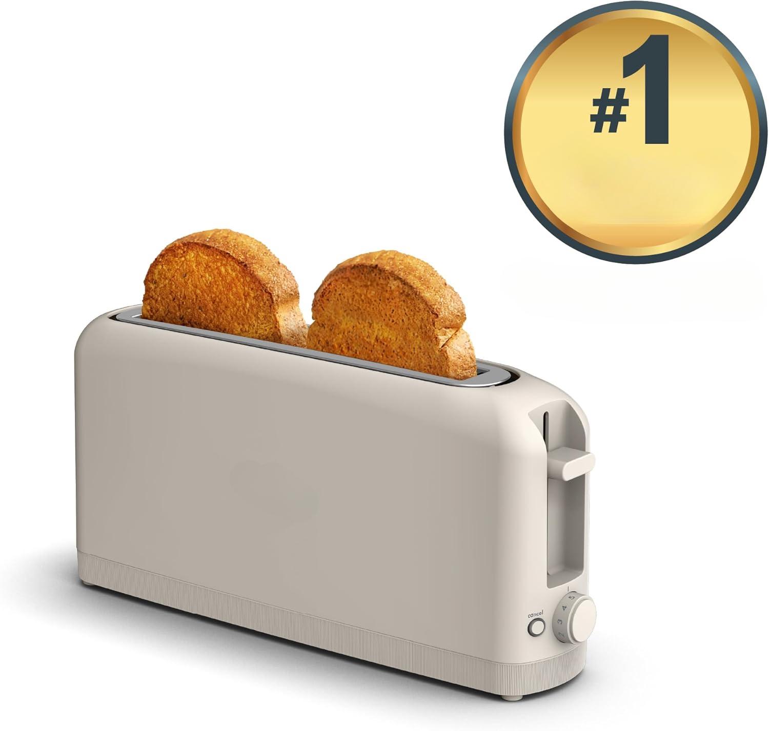2 Slice Slim Toaster, Fits-anywhere™ Kitchenware, 6 Setting Shade Control with Reheat & Cancel Buttons, Fits sourdough, 10" Long Slot, Anti Jam & Auto Shutoff, 900 Watt, Oatmilk
