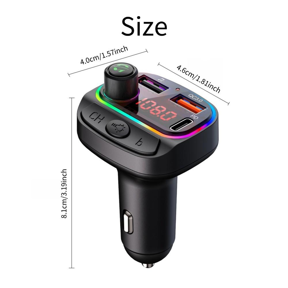 Car BT Fm Transmitter, Wireless Mp3 Player, Handsfree Call, USB a Type-C Phone Charger, Mp3 Music Player Car Adapter