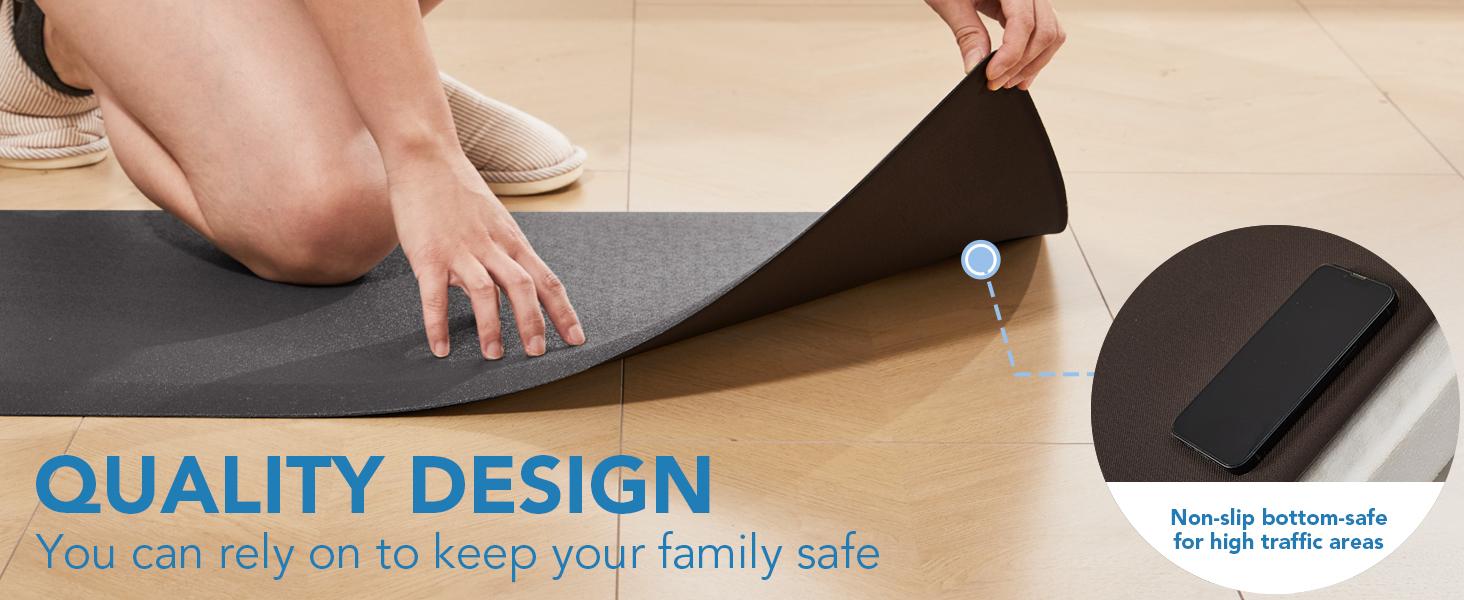 Deconovo Kitchen Mat 0.47/0.59" Thick Anti-Fatigue, Cushioned Waterproof Non-Slip - Durable Standing Desk/Office Mat, Easy Clean Comfort