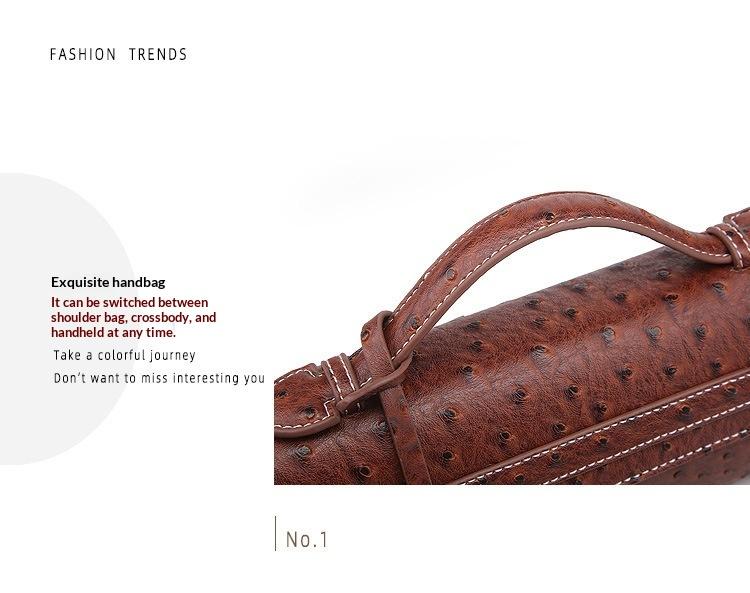 NOVEL Best-Selling New Arrival: Premium Ostrich-Print Handbag for Women, Luxury Niche Clutch, Unique Design, Retro Colors, Shoulder/Crossbody Bag, Elegant Evening Bag, Kelly Bag