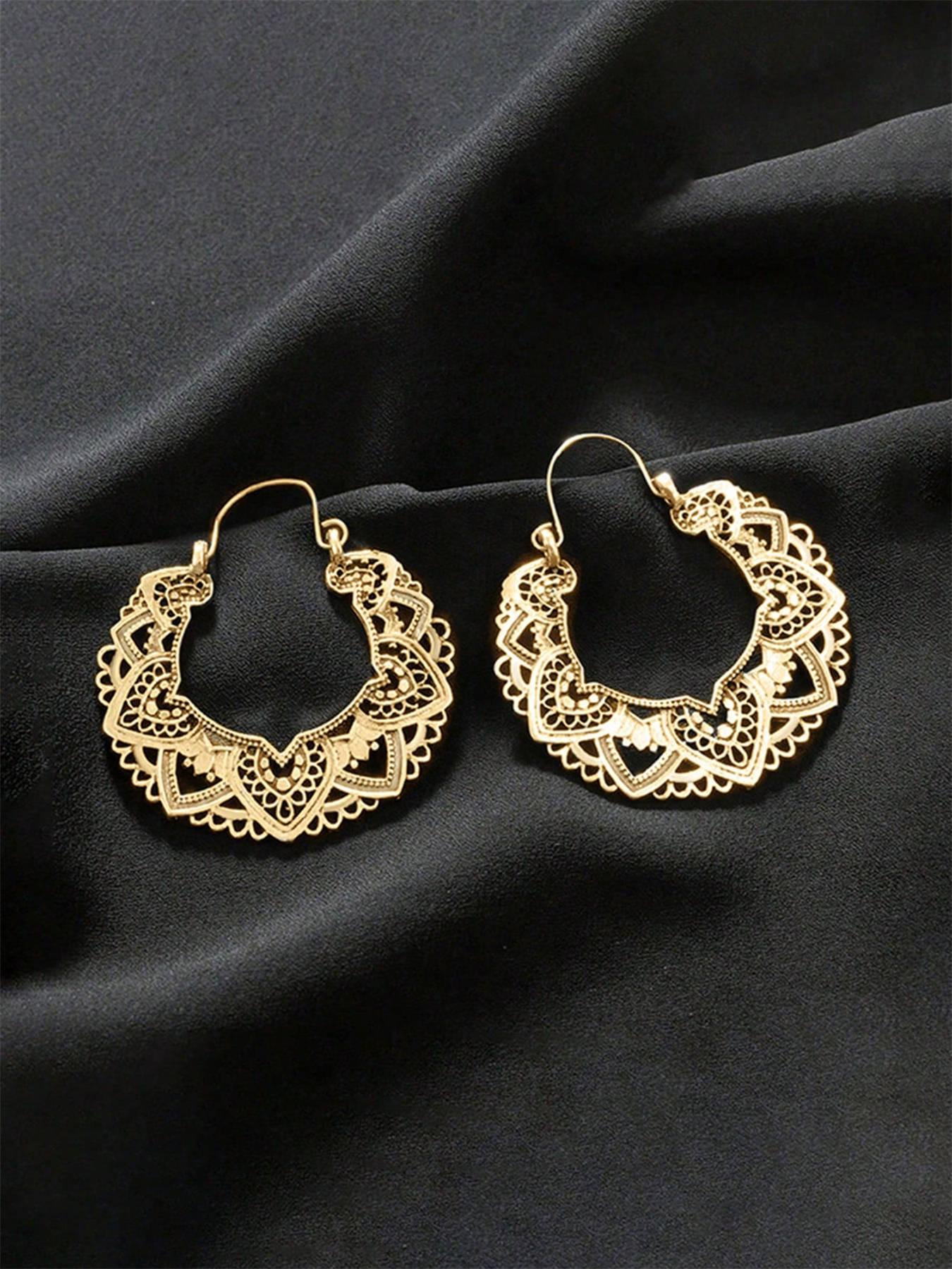 1 Pair Retro Style Hoop Earrings For Women For Wedding Anniversary Party Jewelry Valentine's Day Gift