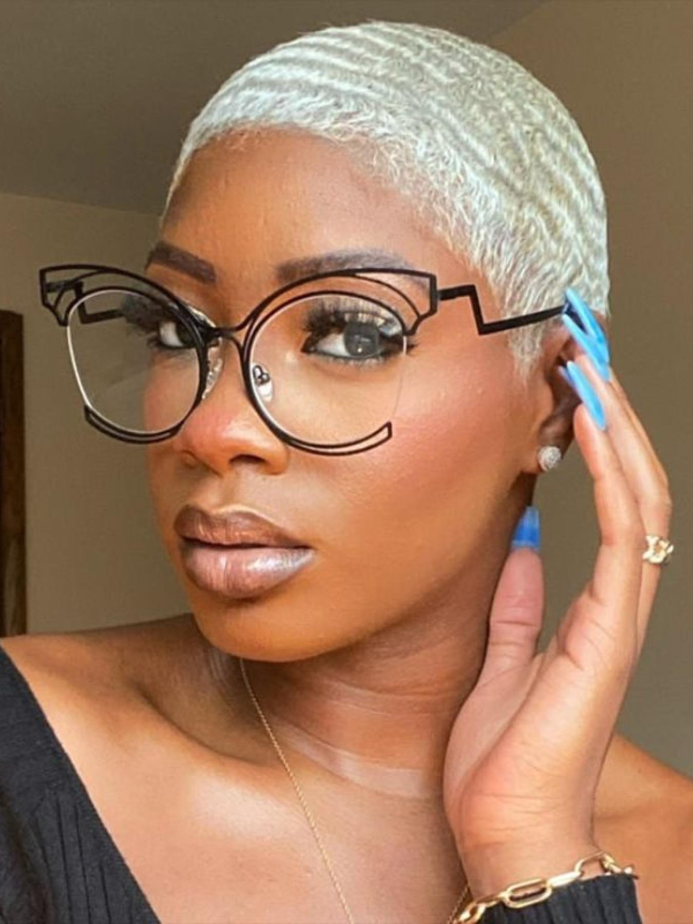 Women's Metal Frame Anti-Blue Light Glasses, Transparent Lenses for Computer Reading Gaming TV Phone Use, Casual Daily Wear Eyewear