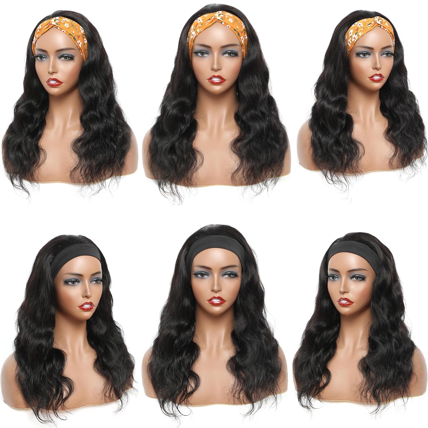 Headband Wig Straight Human Hair Wigs for Women 180% Density Brazilian Remy Hair Machine Made Headband Wig Non Lace Front Human Hair Wigs