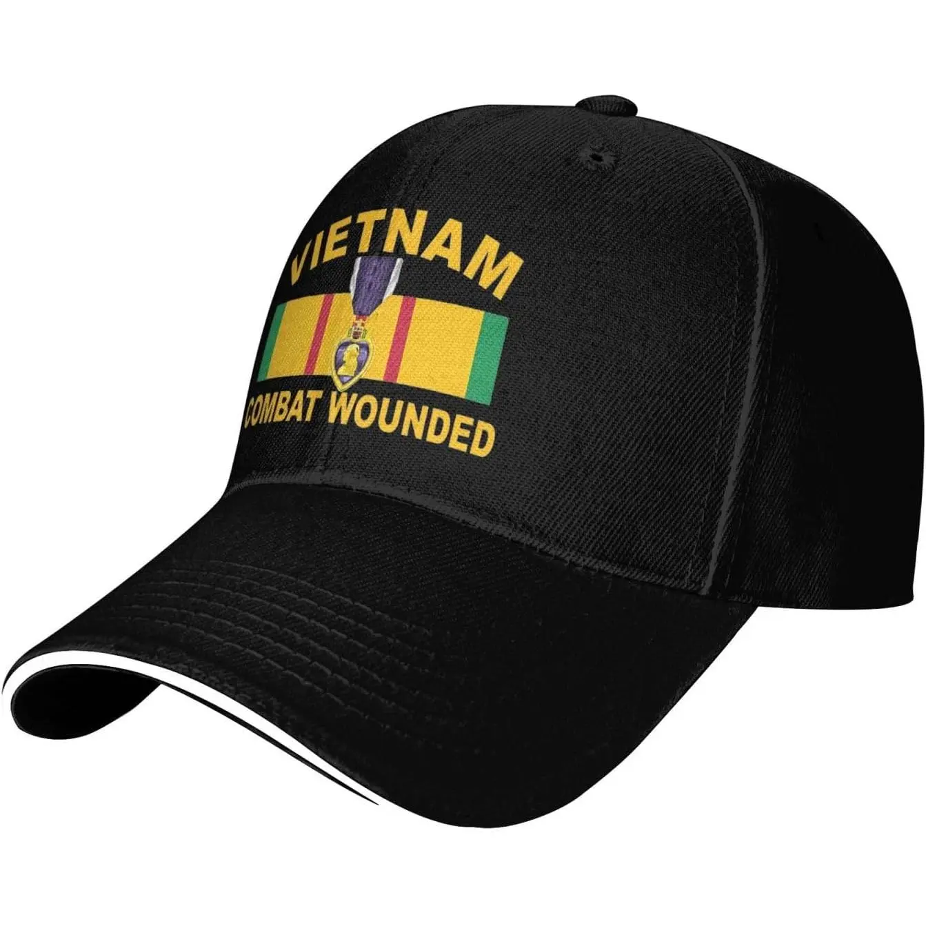 Vietnam Veteran Combat Wounded with Purple Heart Unisex Baseball Cap Adjustable Sandwich Cap Trucker Caps Casual Hat Sun Hat