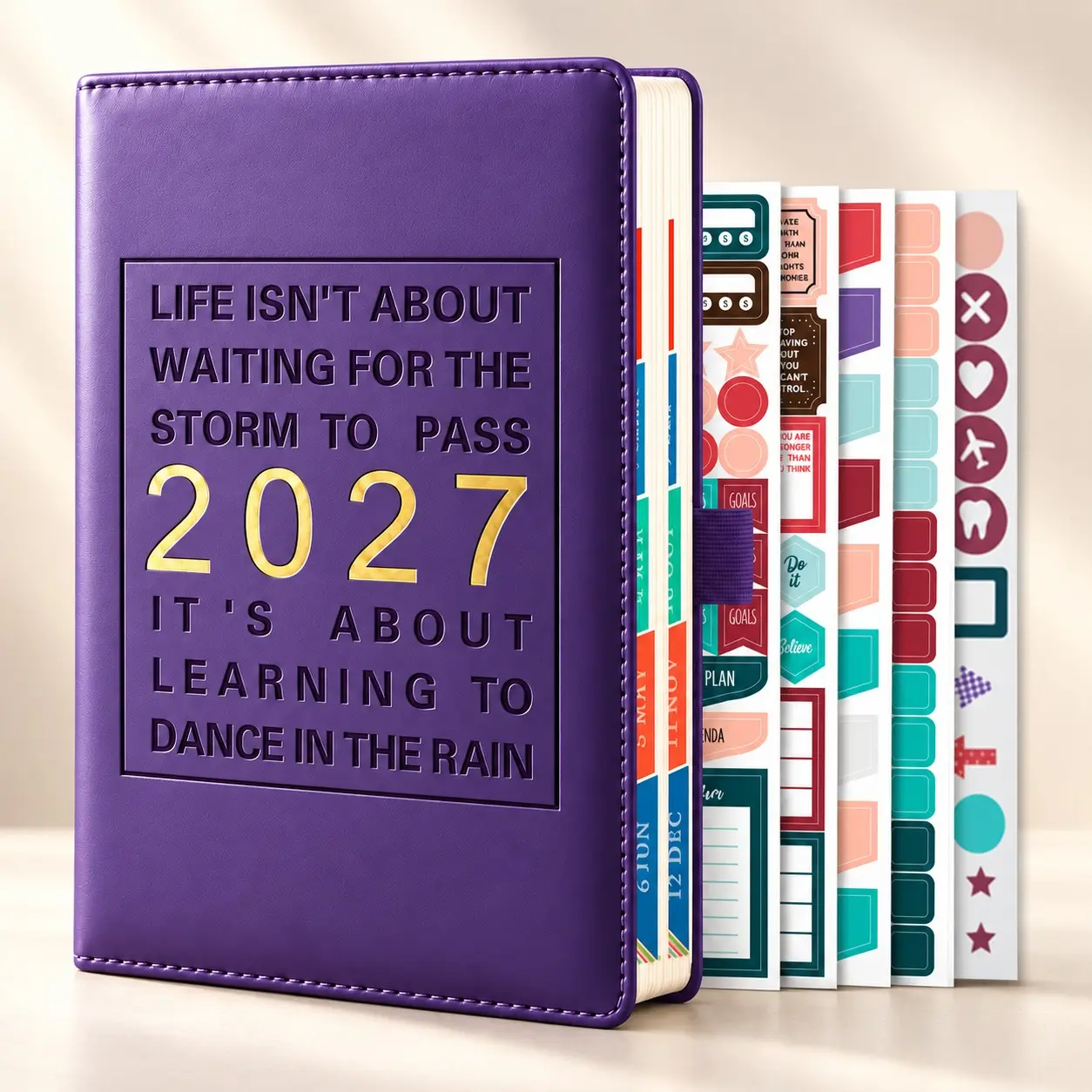 2027 Hardcover Planner Set– Jan 2027 to Dec 2027, 5 Planning Stickers, Daily & Monthly View with Hourly Schedules, Monthly Tabs, Inner Pocket, 14.22cm x 21.08cm, Organize Book for School Office Home, Perfect New Year Back to School Gift