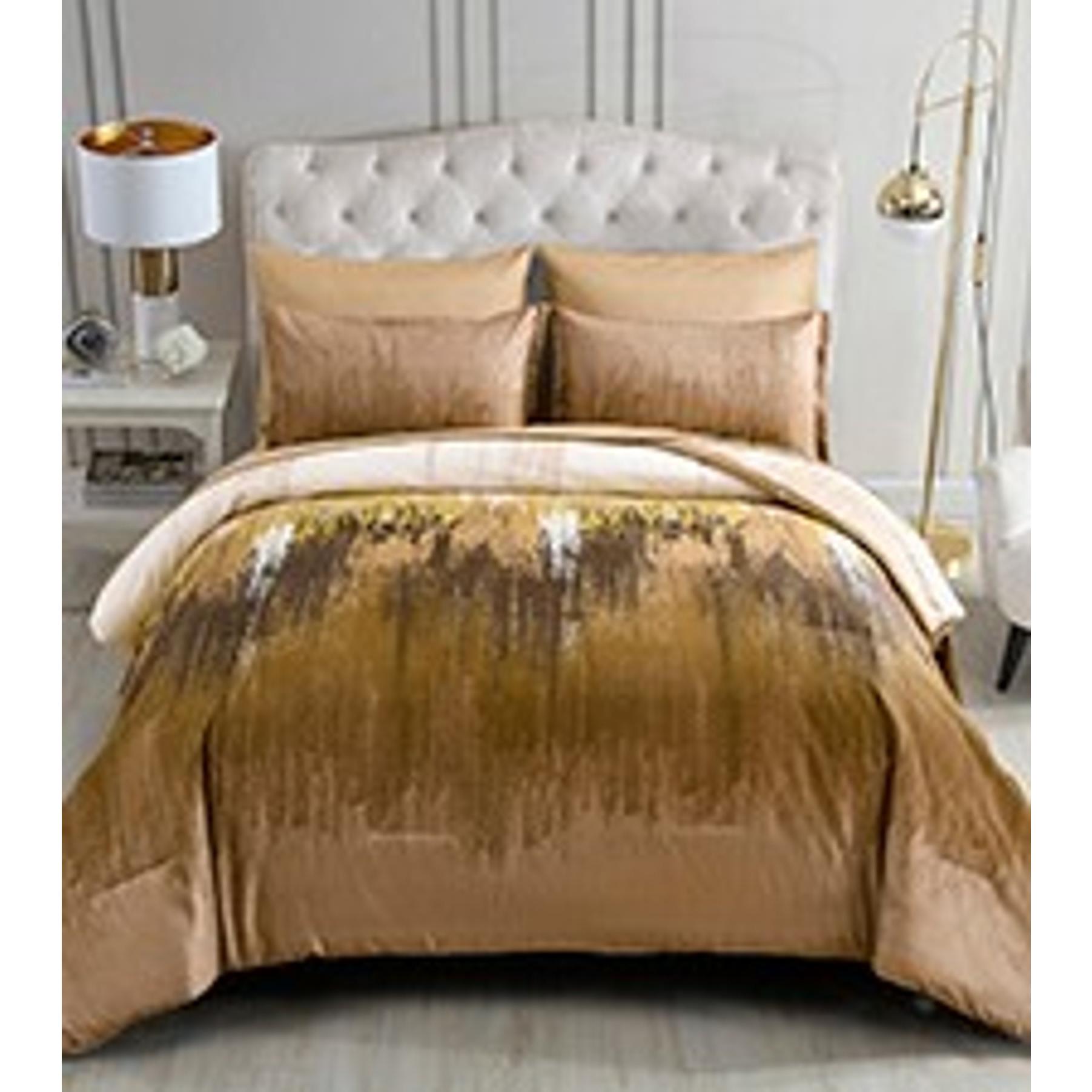 Comforter Set Queen, Burnt Orange 7 Pieces Bed in a Bag Abstract Gradient Terracotta Bedding Set with Comforter, Flat Sheet, Fitted Sheet, Pillow Shams, Pillowcases
