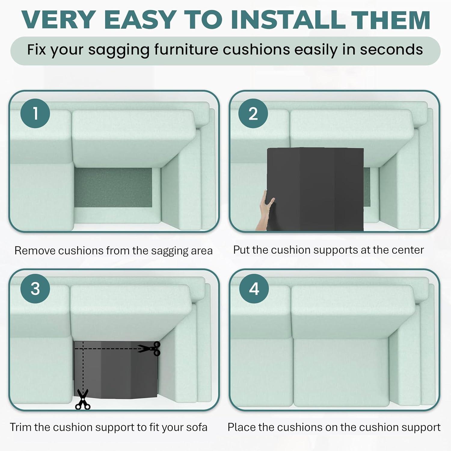Trapezoidal Sofa Seat Cushion Support Device, High Density Foam Filled Pad, Solves Sunken Seat Problem, Improves Comfort Furniture Padding
