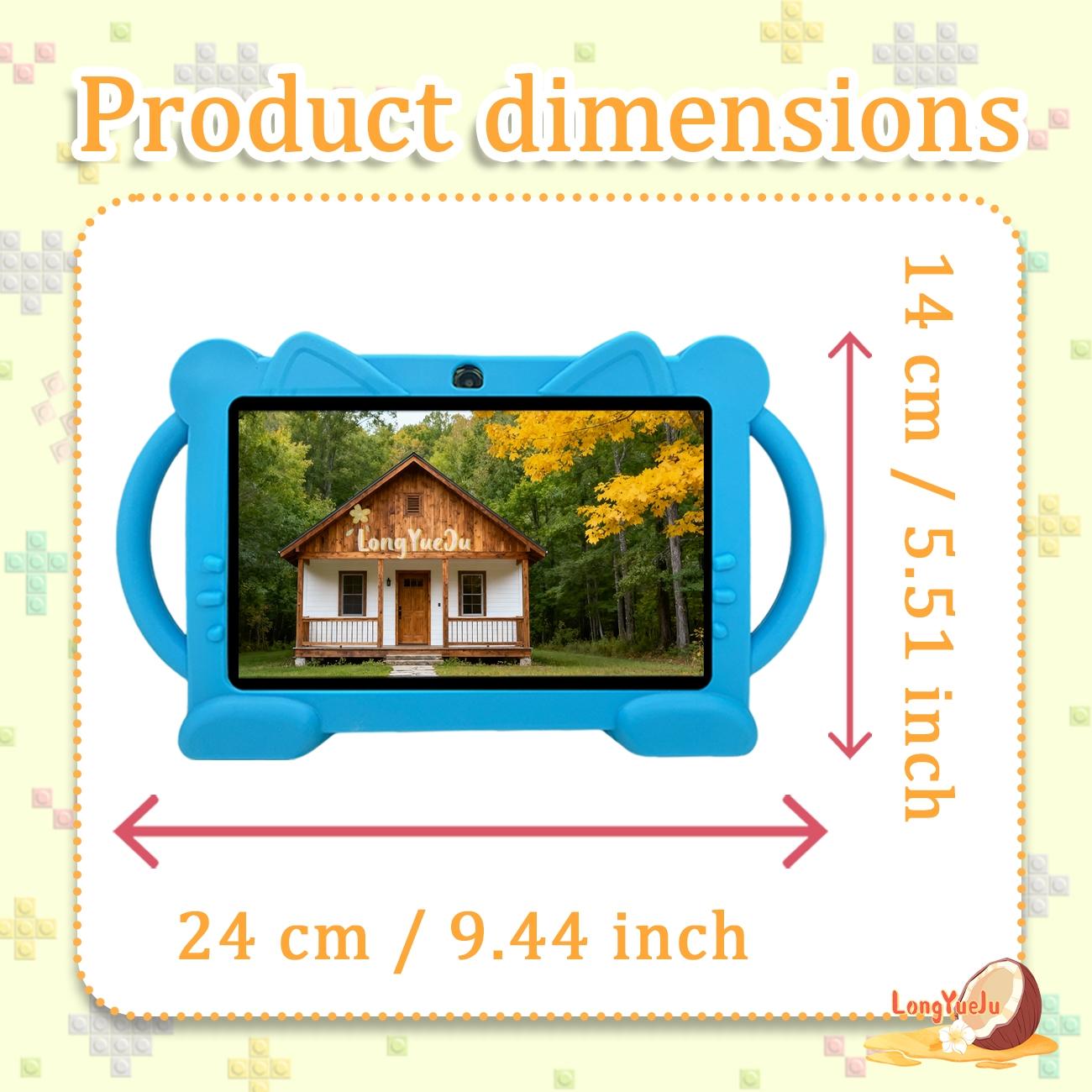 Interesting Smart Android Tablet, Android 12 for daily learning use, dual camera recording of life, parental control, anti fall and anti-collision, multiple applications, fast running, suitable for children and teenagers, no adapter, blue/pink