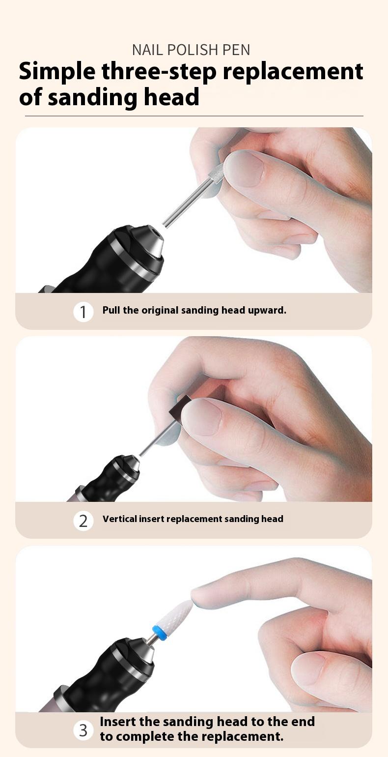 Electric nail polishing machine - USB charging - LCD digital display - Portable nail polishing tool - Professional nail removal, dead skin removal, polishing and grinding unit in one machine