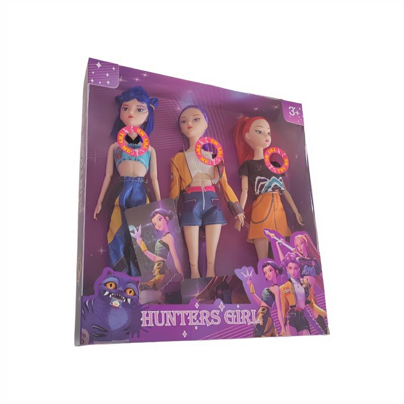 3-Piece Hunter Dolls – Rumi,  Zoey Hunters’ Girl Anime Figures, 2026 Trendy Music & Lighting Cosplay Set, Ideal Birthday Present for Girls