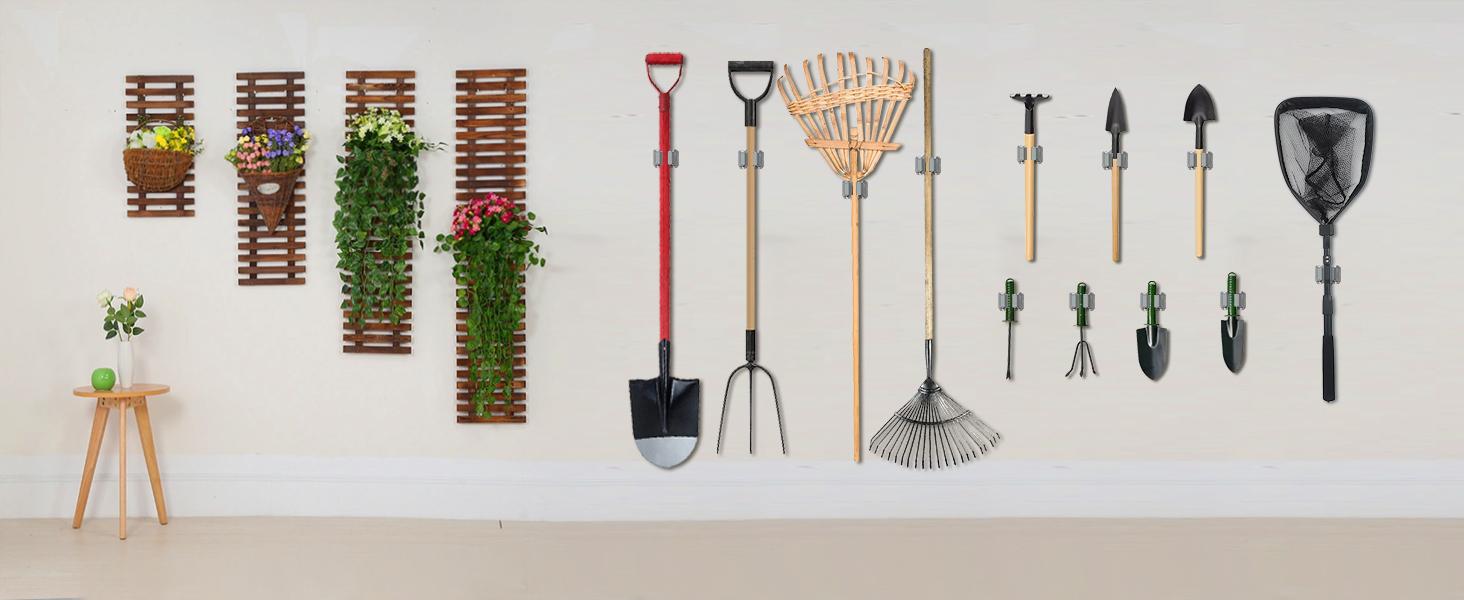 Mop Holder 45 Pack,Brush Holder,Broom Holder Wall Mounted for Kitchen Bathroom Laundry Room Shed Garage Garden(Grey)