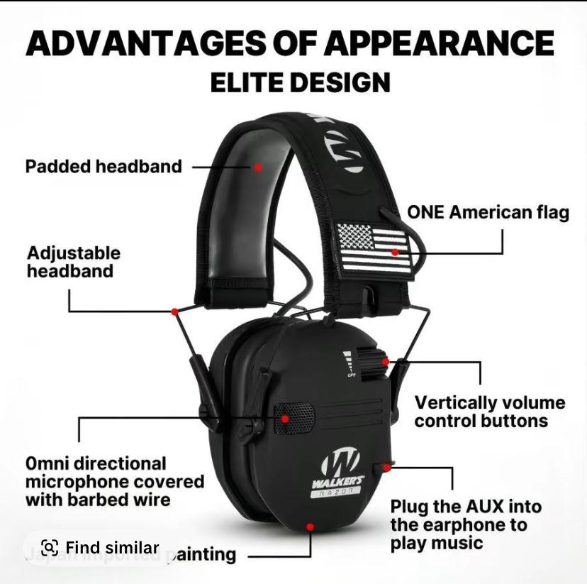 Electronic Hearing Protector, Noise Reduction Earmuffs, Head Mounted Wired Earmuffs, Hearing Protection-Earphone for Shooting, Hunting,Outdoor Activities,Halloween gifts, Christmas gifts.