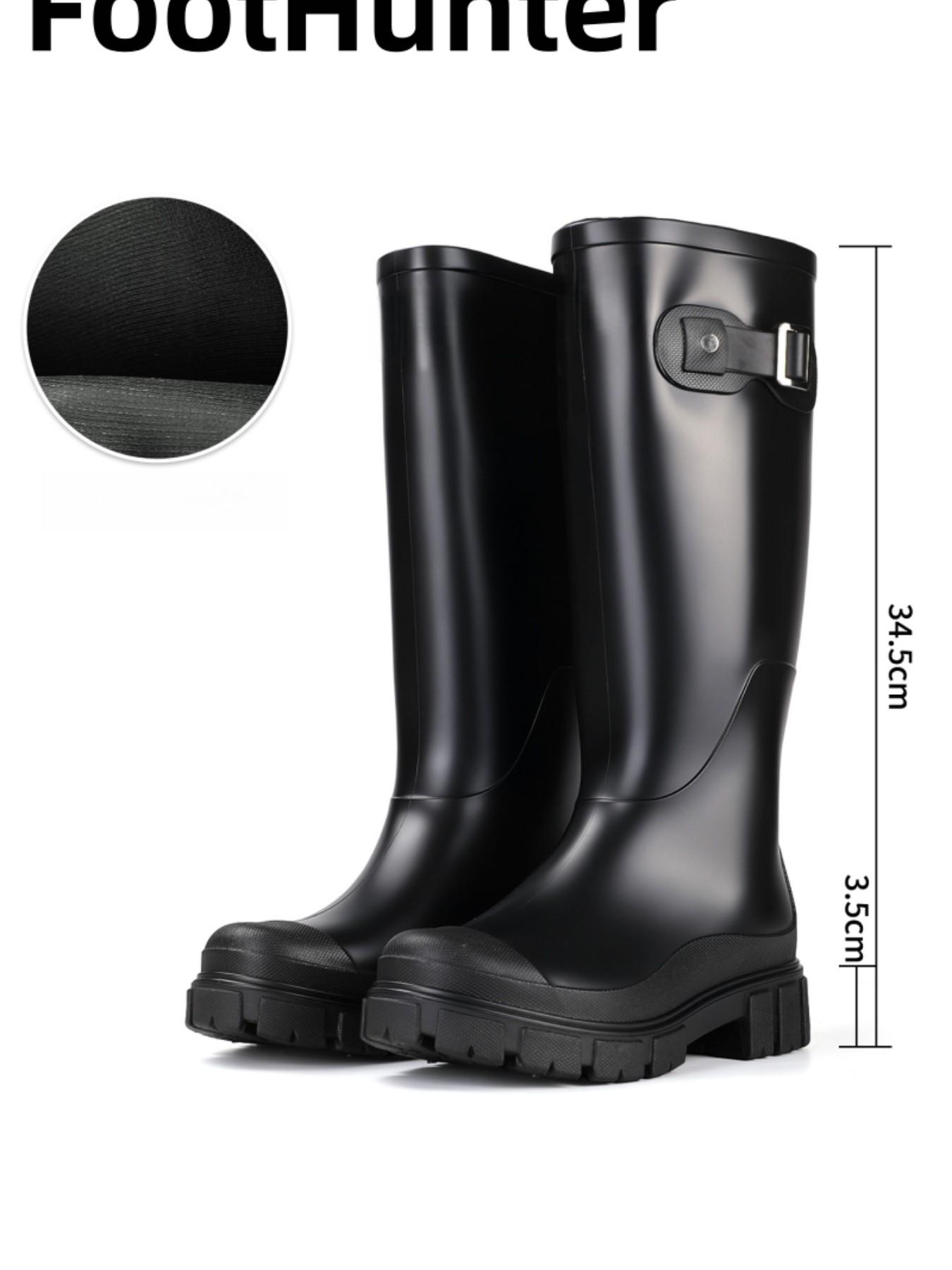 Women's Solid Color High Top Rain Boots, Comfortable Waterproof Shoes, Durable Fashion Footwear, Suitable for All Seasons, Daily Use and Outdoor Activities