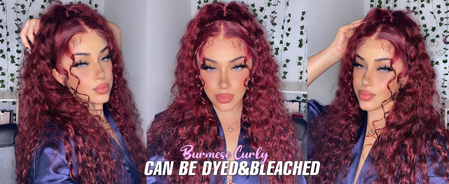 Lemoda Hair 13x6 Full Lace Wigs 200% Density Human Hair 13X4 Lace Frontal Burmese Curly Wig for Black Women Wet and Wavy Pre Plucked Transparent Lace Frontal 100% Human Hair Wigs with Spiral End Natural Color