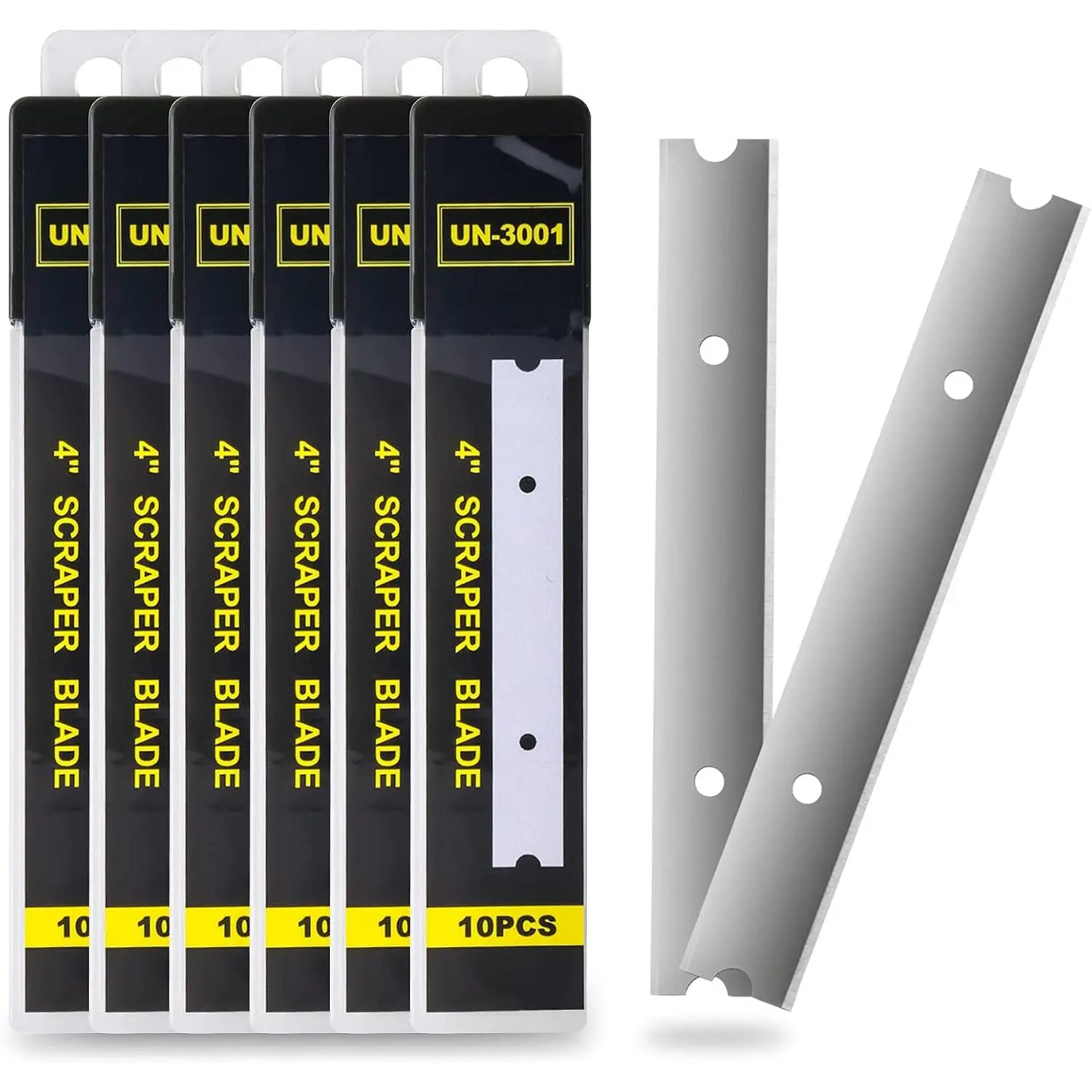 4 inch Scraper Blades 60 pcs High Carbon Razor Blade for Scraper to Remove Wallpaper Sticker Labels(6 boxes)
