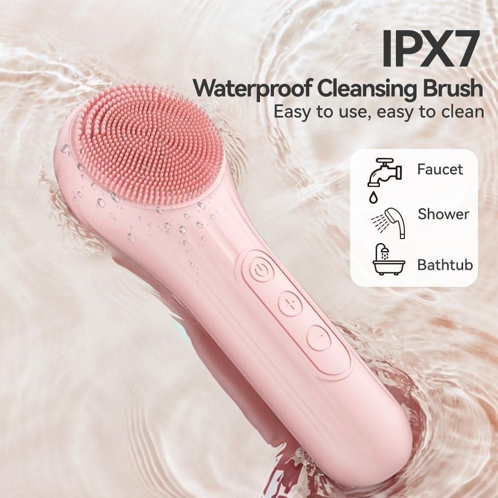 Electric sonic facial cleansing brush, facial cleanser tool, facial exfoliating brush, silicone purple brush for cleansing mousse, gentle facial cleansing tool, skin care tool, multiple colors available