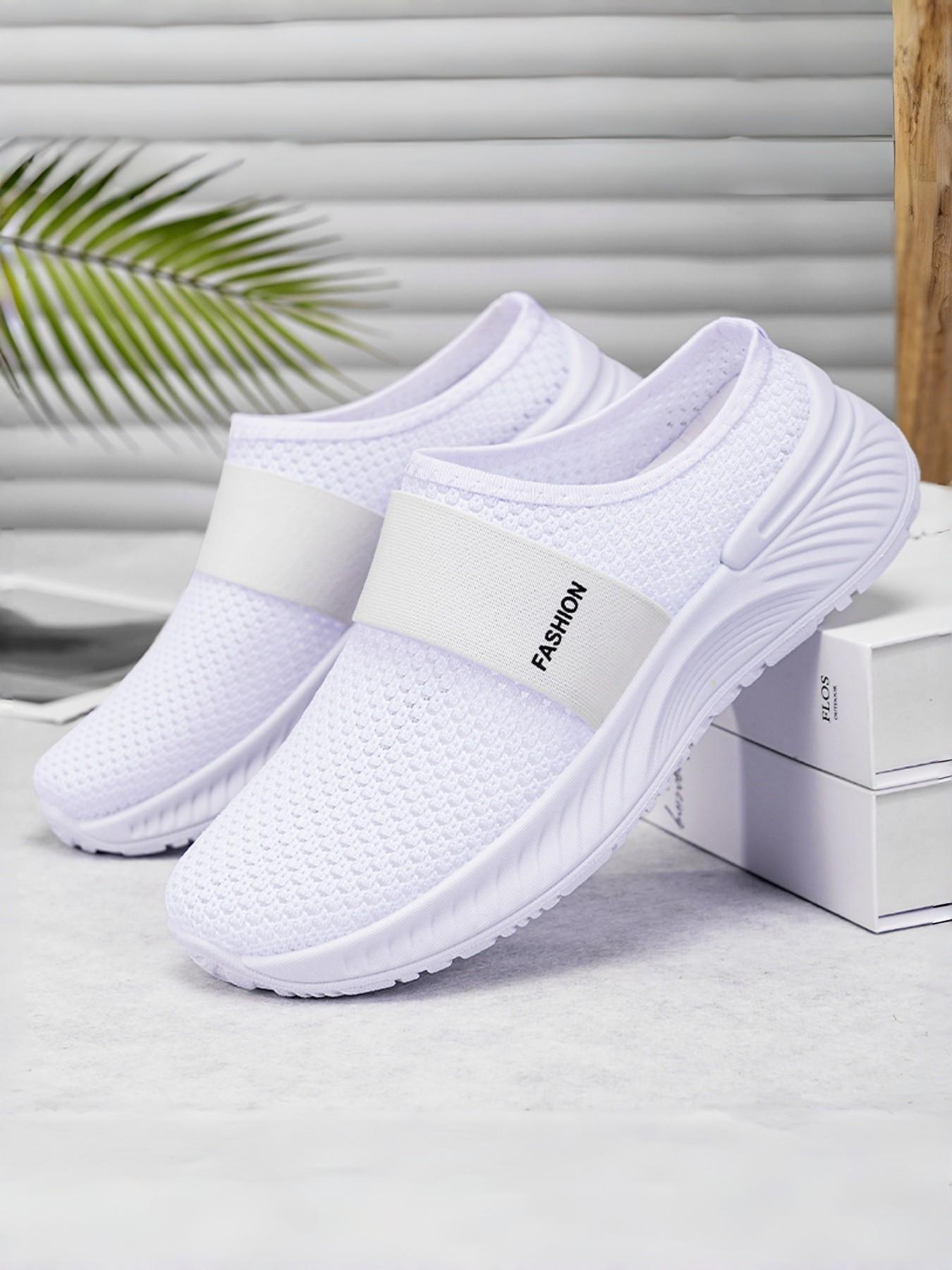 Women's Slip-On Mules for All Seasons, Breathable Mesh Upper, Anti-Slip Thick Sole, Fashion Casual Sandals, Comfortable Walking Shoes