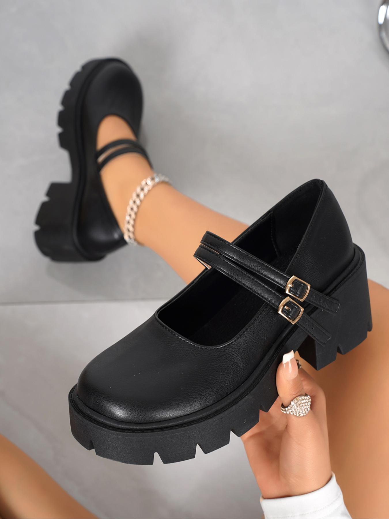 Women's Fashion Thick Sole Platform High Heels, Comfortable Lightweight Mid-Heel Walking Shoes, Mary Jane Casual Pumps for Daily Wear, Mary Janes Shoes