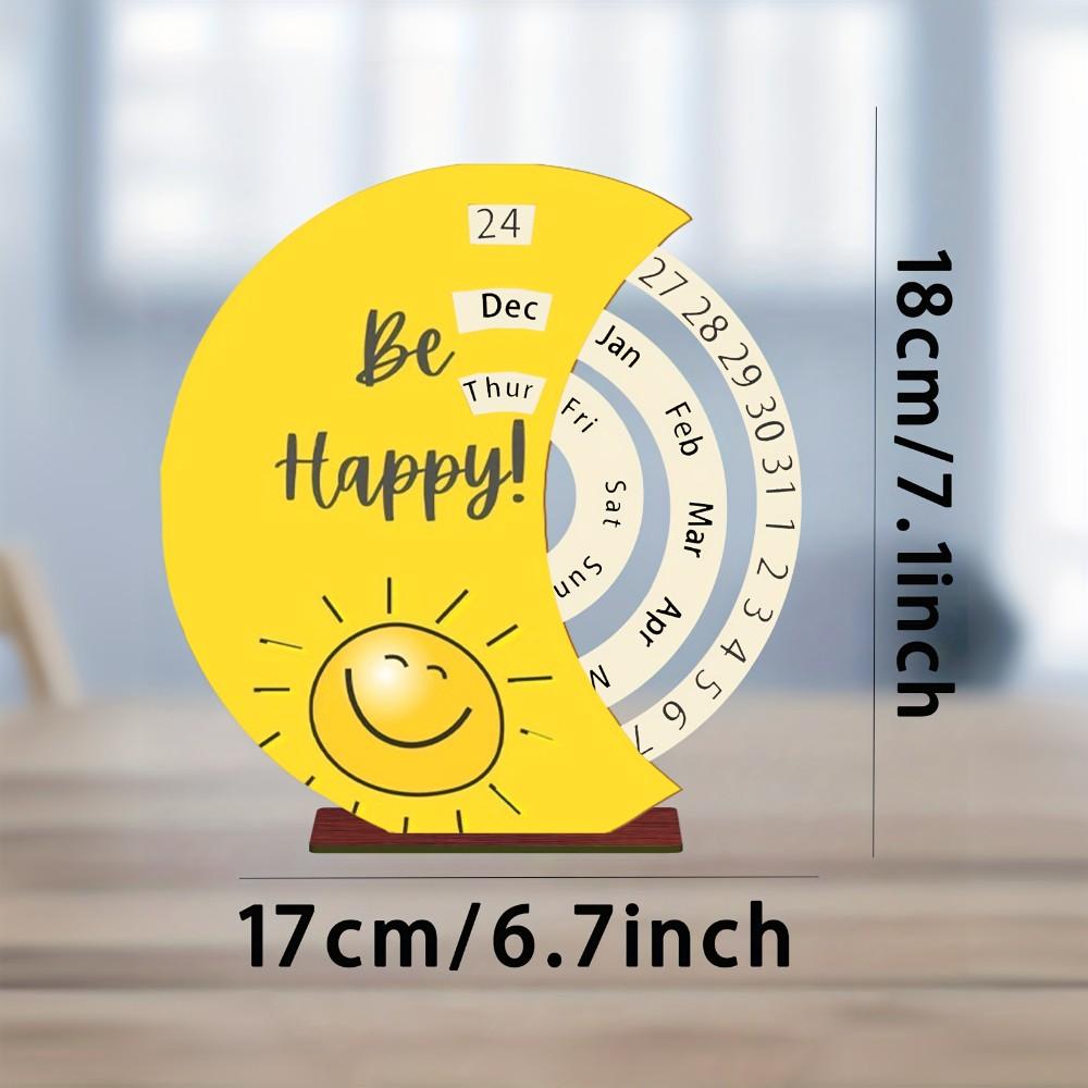 1pc Wooden Rotating Perpetual Calendar Desktop Decor, High-Quality Print, Ideal for Weddings, Anniversaries, Festivals, Living Room, Study, Entryway