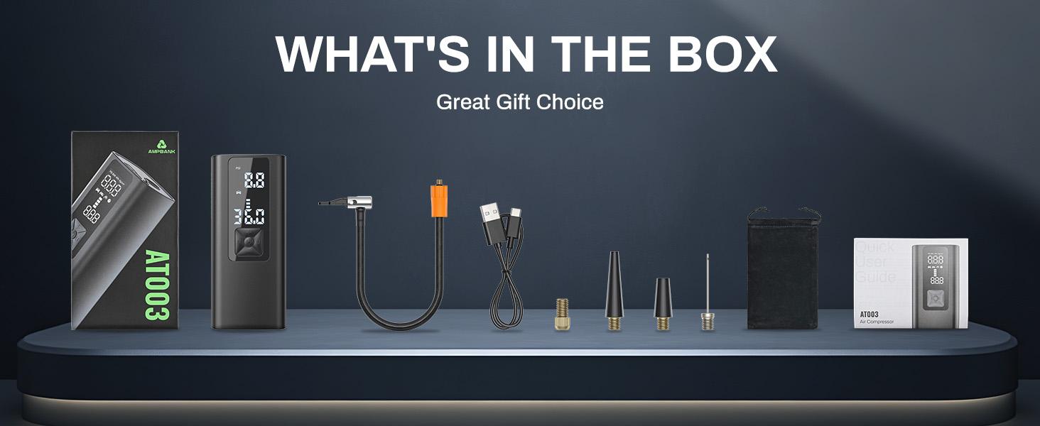 Tire Inflator Portable Air Compressor, AMPBANK AT003 Auto Air Pump for Car Tires, Tire Inflator 150PSI with 6000mAh Battery, Pressure Gauge & LED Screen, Air Compressor for Car, Motorcycle, Bike, Ball Tire Inflator Portable Air Compressor, AMPBANK AT003 Auto Air Pump for Car Tires, Tire Inflator 150PSI with 6000mAh Battery, Pressure Gauge & LED Screen, Air Compressor for Car, Motorcycle, Bike, Ball