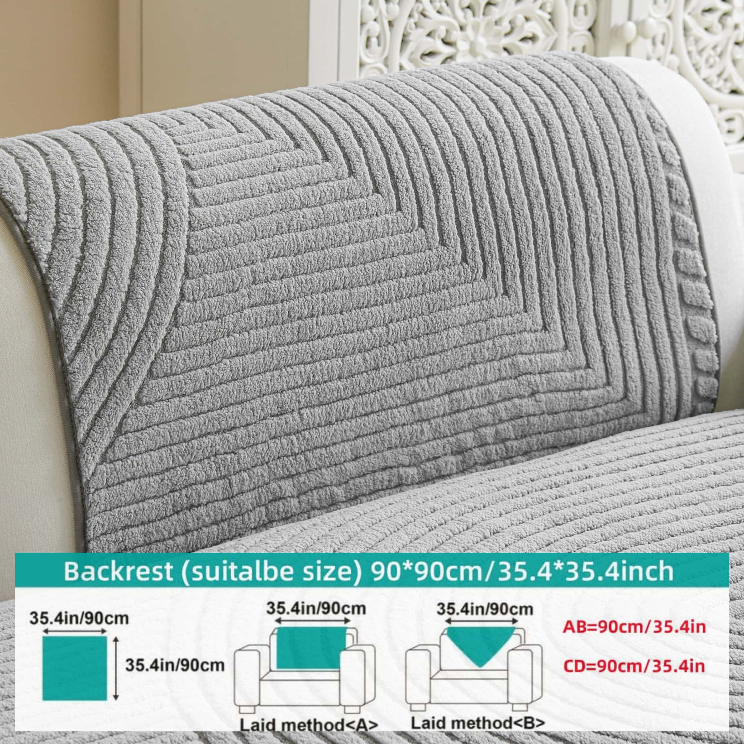 Pet Friendly Sofa Covers, Thick Ribbed Couch Protector, Non Slip Machine Washable Seat Cushion, Sofa Covers Available in Multiple Colors, Cozy Sofa Cover for Living Room Bedroom, Fits 1/2/3/4 Seater Sofas, Removable Washable Slipcovers