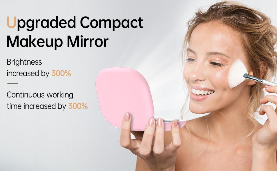 Pocket Mirror 1X/10X Magnification with LED Light for Makeup, Portable Folding Mirror with Light, Compact Travel Makeup Mirror, Mini Double Sided LED Mirror, Handheld Cosmetic Mirror Gift for Girl, Women