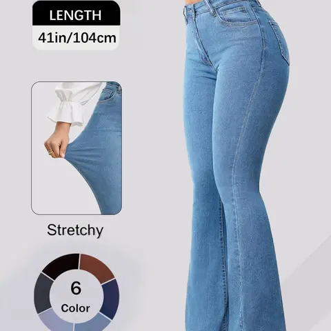 【Black Friday】Women's High Waist Slim-Fit Denim Jeans, Button Fly, Floor-Length, Casual All-Seasons, Comfortable and Stylish, Multiple Colors Available #GLOBAL PICKS