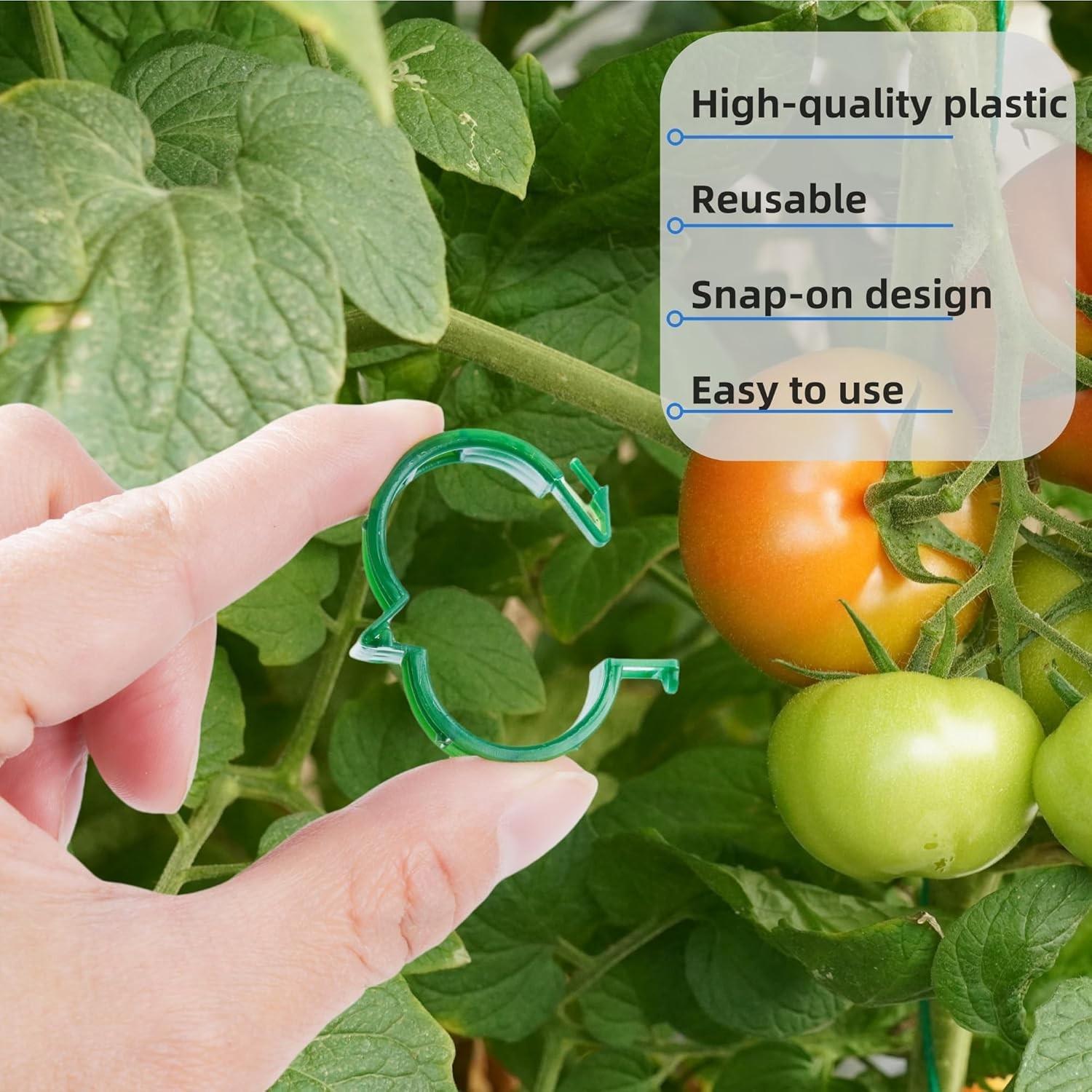 Plant Support Clips, Vegetables Plants, Garden Clips to Grow Upright Makes Plants Healthier, Greenhouse Garden Clips to Keep Plants Upright & Healthy