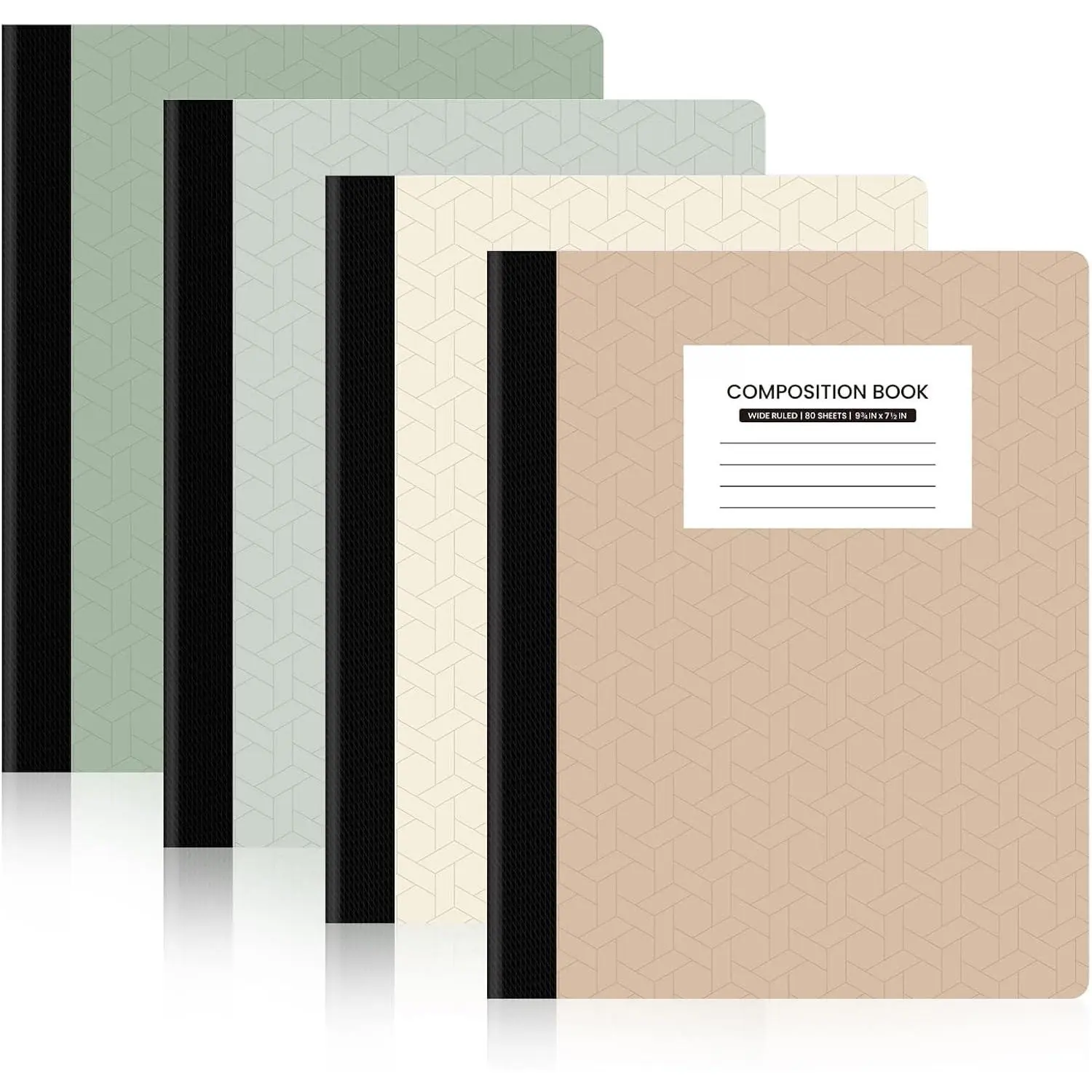 Composition Notebooks - Wide Ruled Paper, 4 Pack Composition Book, 9 3/4" x 7 1/2", 80 Sheets/160 Pages,  Morandi Colors, School & Office Supplies