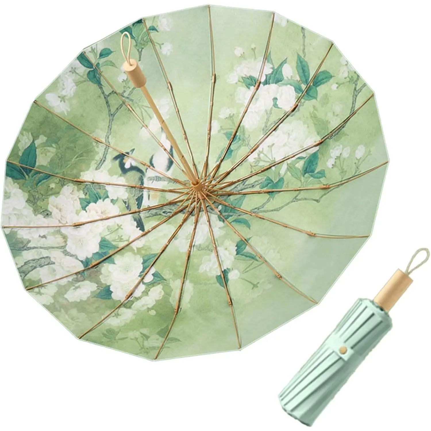 Retro Colorful Cotton National Style Folding Umbrella - Lightweight Portable Umbrella with Typhoon Resistance, Sun Protection for Women's Daily Use