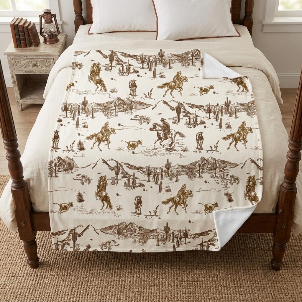 1pcs Western Horse-Riding Chaser Themed Flannel Blanket, Digital Print, Sofa Bed Cover Blanket, Skin-Friendly Soft, Christmas New Year Gift, Suitable For All Year Round