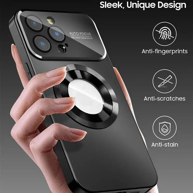 High-Quality Matte Titanium-Color Magnetic Casing for iPhone 11-17 Pro Max, Smartphone Handheld Devices Protection Cover Compatible with MagSafe Wireless Charging, Accessories