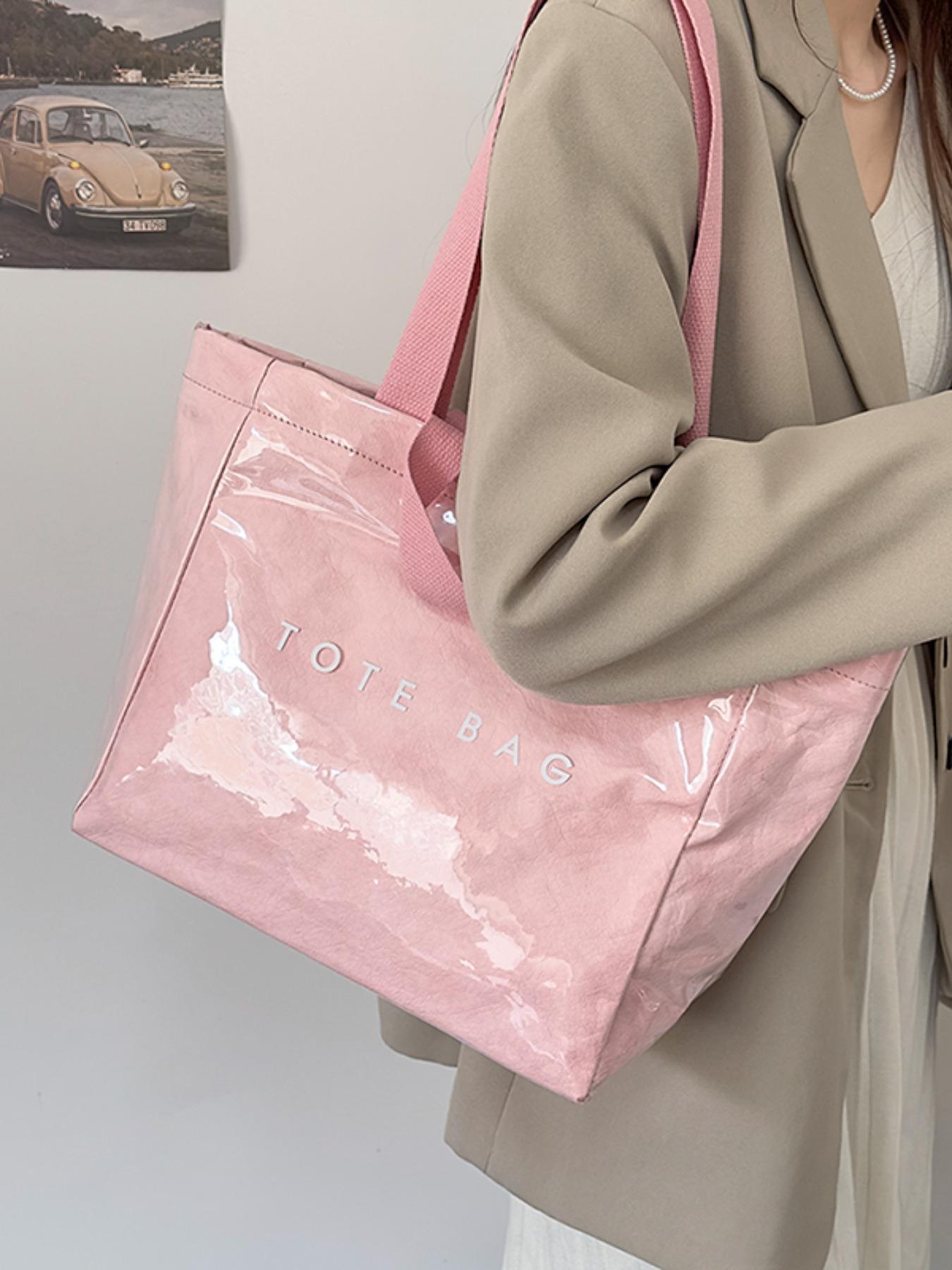 Women's Solid Color Tote Bag Office Work Bag, Fashionable Large Capacity Shoulder Bag for Work & Daily Used, Casual Trendy Versatile High-quality Daily Commuting Bag