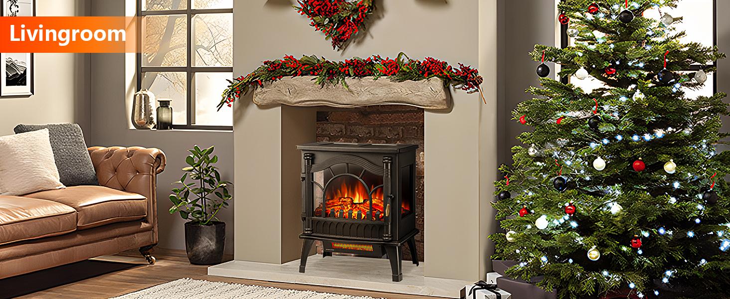 Electric Fireplace Heater, 22-inch Freestanding Fireplace Heater, 3D Realistic Flame Effects, Thermostat, Overheating Protection, for Indoor Use heaters, Black,Halloween Decorations Electric Fireplace Heater, 22-inch Freestanding Fireplace Heater, 3D Realistic Flame Effects, Thermostat, Overheating Protection, for Indoor Use heaters, Black,Halloween Decorations