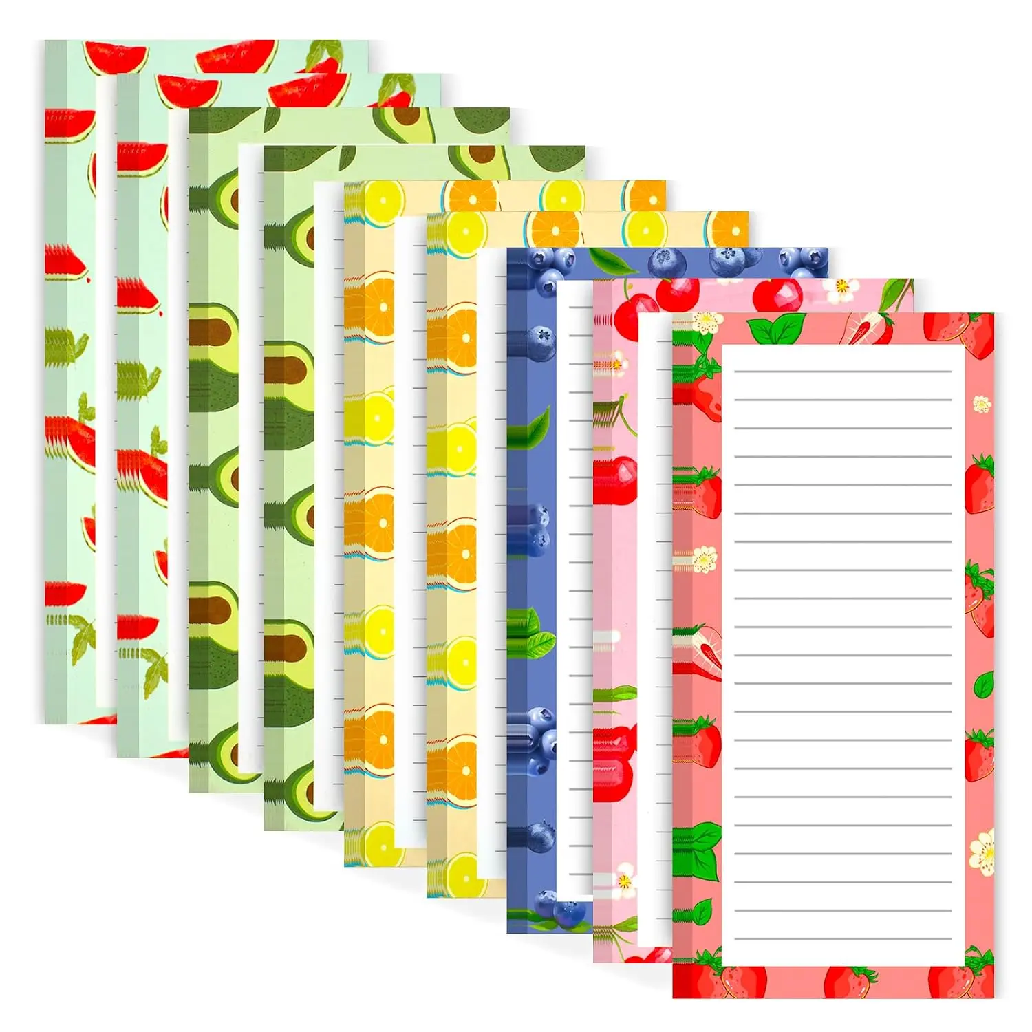 Joyberg 9 Pack  Notepads for Refrigerator,  Notepads for Refrigerator, Fruit Design Grocery List Pad for Fridge, Full   Shopping Lists, 25 Sheets Per Note Pads