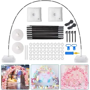 Balloon Arch Kit 9FT Height & 10FT Width Adjustable Stand with Glass Fiber Poles PVC Base Water Bags Pump Clips Knotter Ropes for Wedding Baby Shower Gender Reveal Graduation Birthday Decorations
