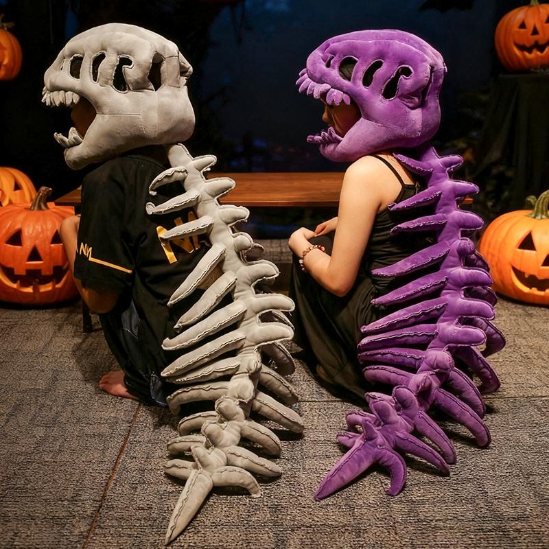 Dinosaur Skeleton Headgear Pillow. 4 Color Options Available. Unisex Cushion. Perfect for Party Cosplay and Sofa Lounging