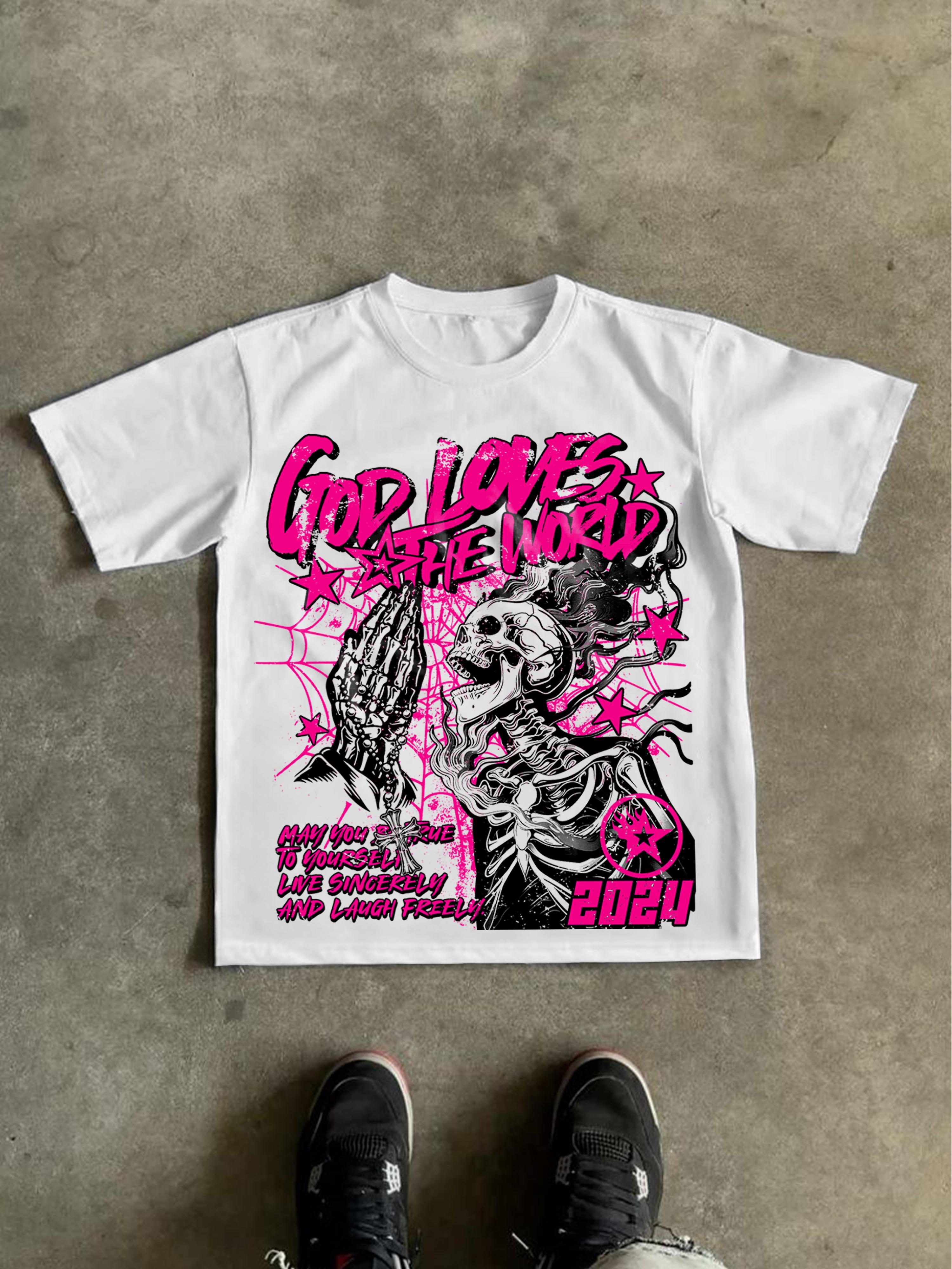 Sopula Studio Men's God Loves The World Graphic Cotton T-Shirt Street Style