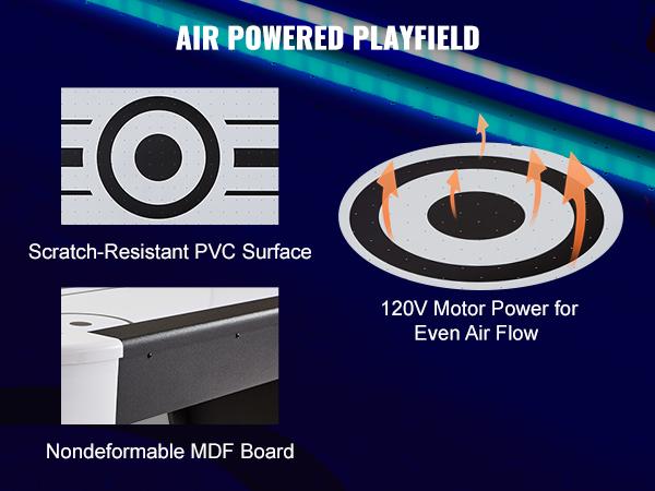 SummerWinsVEVOR Air-Powered Hockey Table, 72 Indoor Hockey Table for Kids and Adults, LED Sports Hockey Game with 2 Pucks, 2 Pushers, and Electronic Score System, Arcade Gaming Set for Game Room Family Homedealsforyoudays