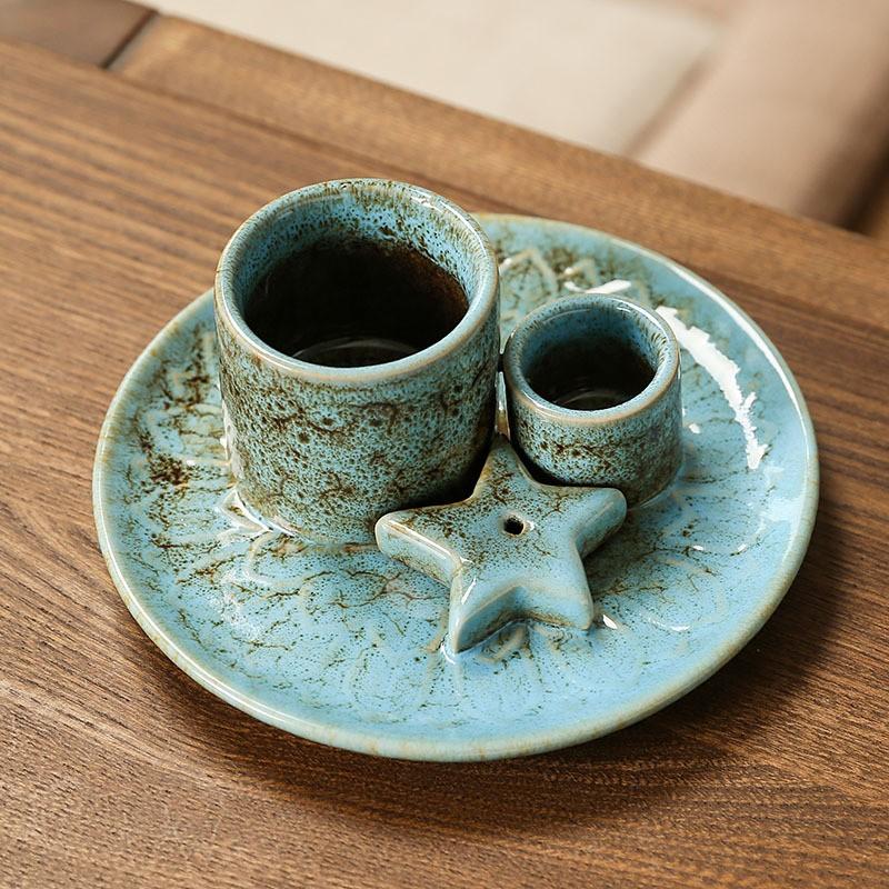 Morandi Color Ceramic Candle Holder, Nordic Style Home Atmosphere Decor, Mint Reed Diffuser, Solid Wood Tray, Home Ornament