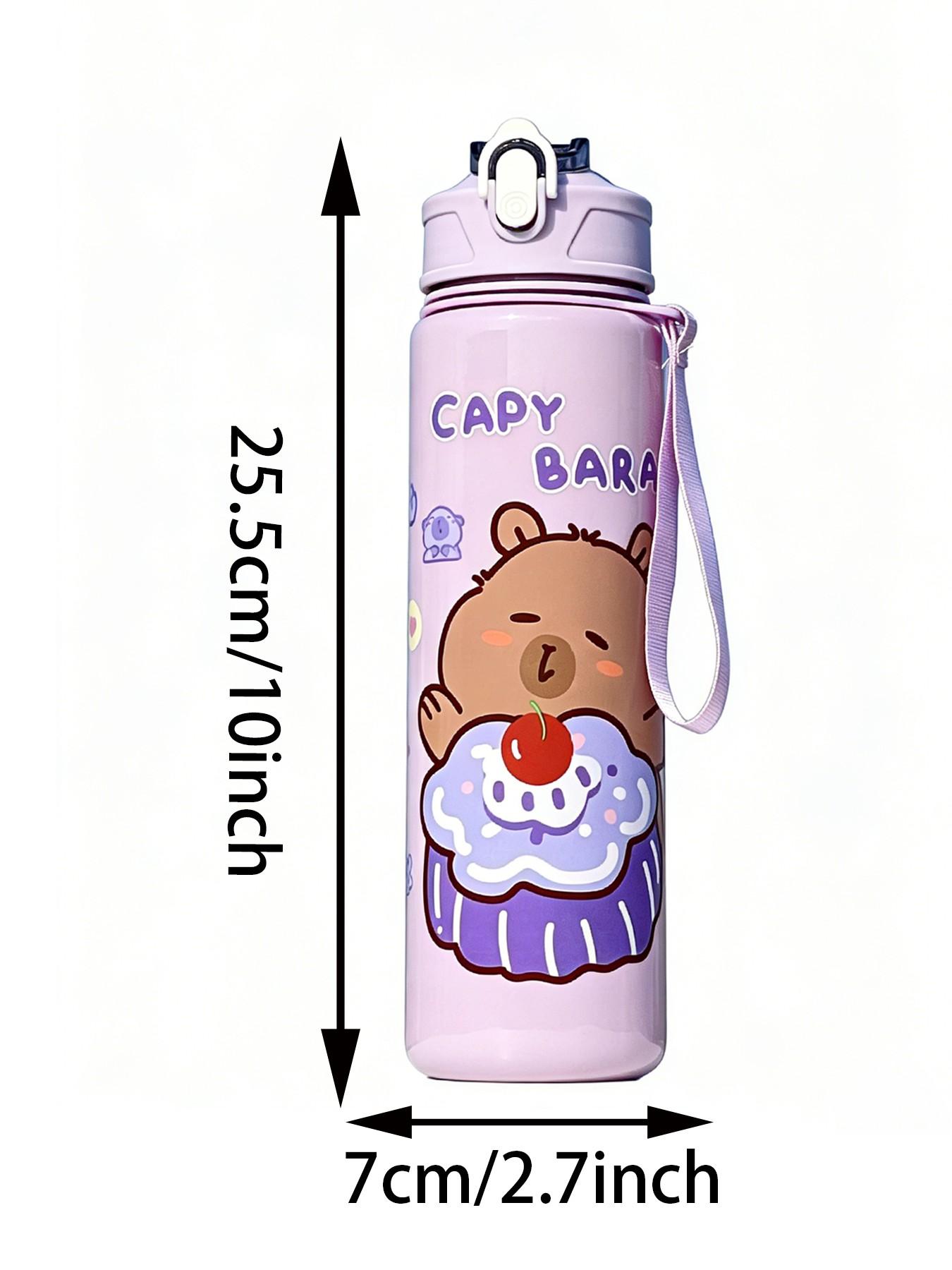 Cute Cartoon Pattern Capybara Thermos Cup, Portable Insulated Water Bottle, Fun Design for Daily Use, Perfect Gift Idea