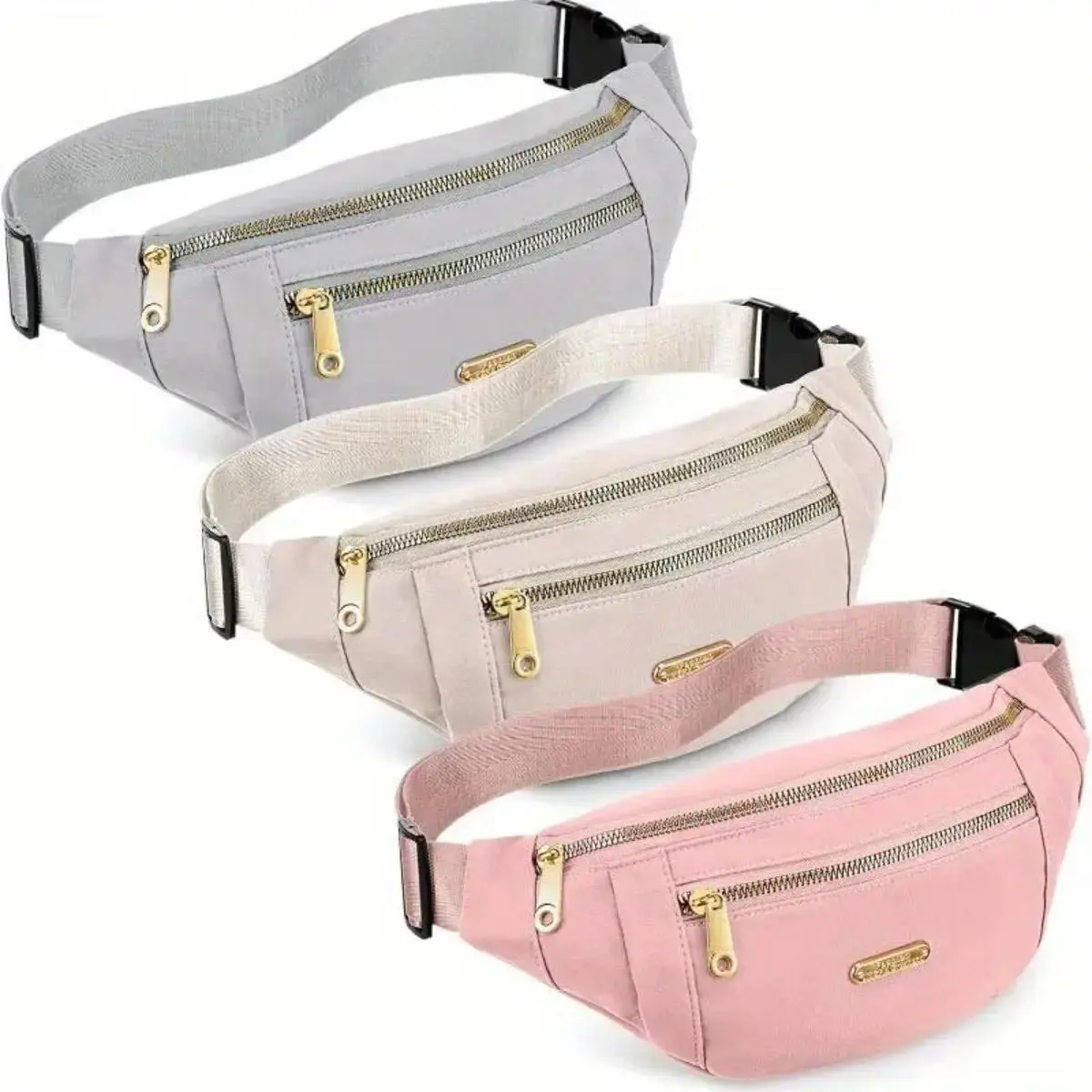 3-Pack Waterproof Lightweight Sport Fanny Packs for Men & Women, 3-Pocket Waist Bags for Fishing, Hiking, Walking, Jogging Outdoor Activities, Dating, Size, Belt Straps, Daily Life, Convenience, Unisex, Multi-Pocket, 3Pcs, 1.02 X 5.11 X 3.15 Inches, Waist