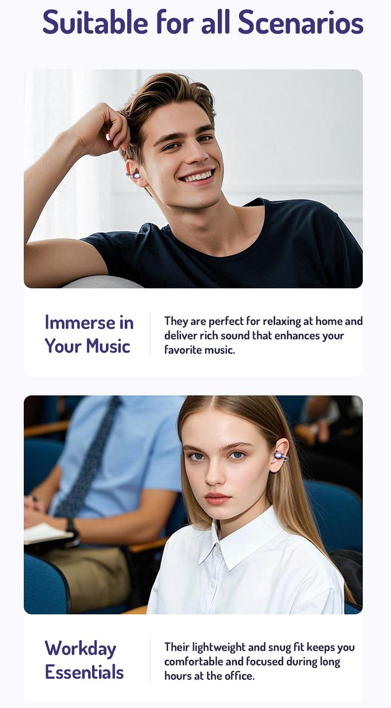 MINISO MS192 AI translation earbuds with APP Support 134 Languages Clip-on Earbuds,Open Ear Earbuds Wireless Bluetooth 5.4, Lightweight Open Ear Headphones with C-Shaped Bridge,Slim Hook,50H Battery,Waterproof, for Glasses Wearers and Workouts