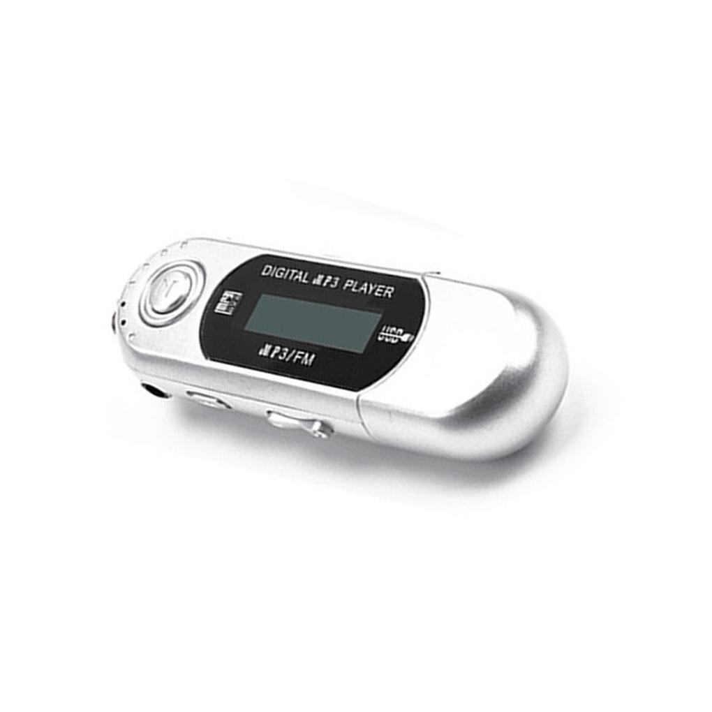 Plastic Silver Portable Digital MP3 Player - USB 2.0 Flash Drive, Lossless Sound, Multilanguage LCD Display, 3.5mm Audio Jack, Automatic Shutdown Function