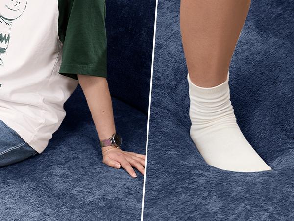 78" Convertible Sofa Bed with Pillows Queen Sleeper Sofa,Foam Folding Mattress Sleeper Modern Teddy Fabric Floor Cushion and Futon Chaise Lounge Sofa,For Apartments,Guest Rooms,Guest Use,Condo,Blue