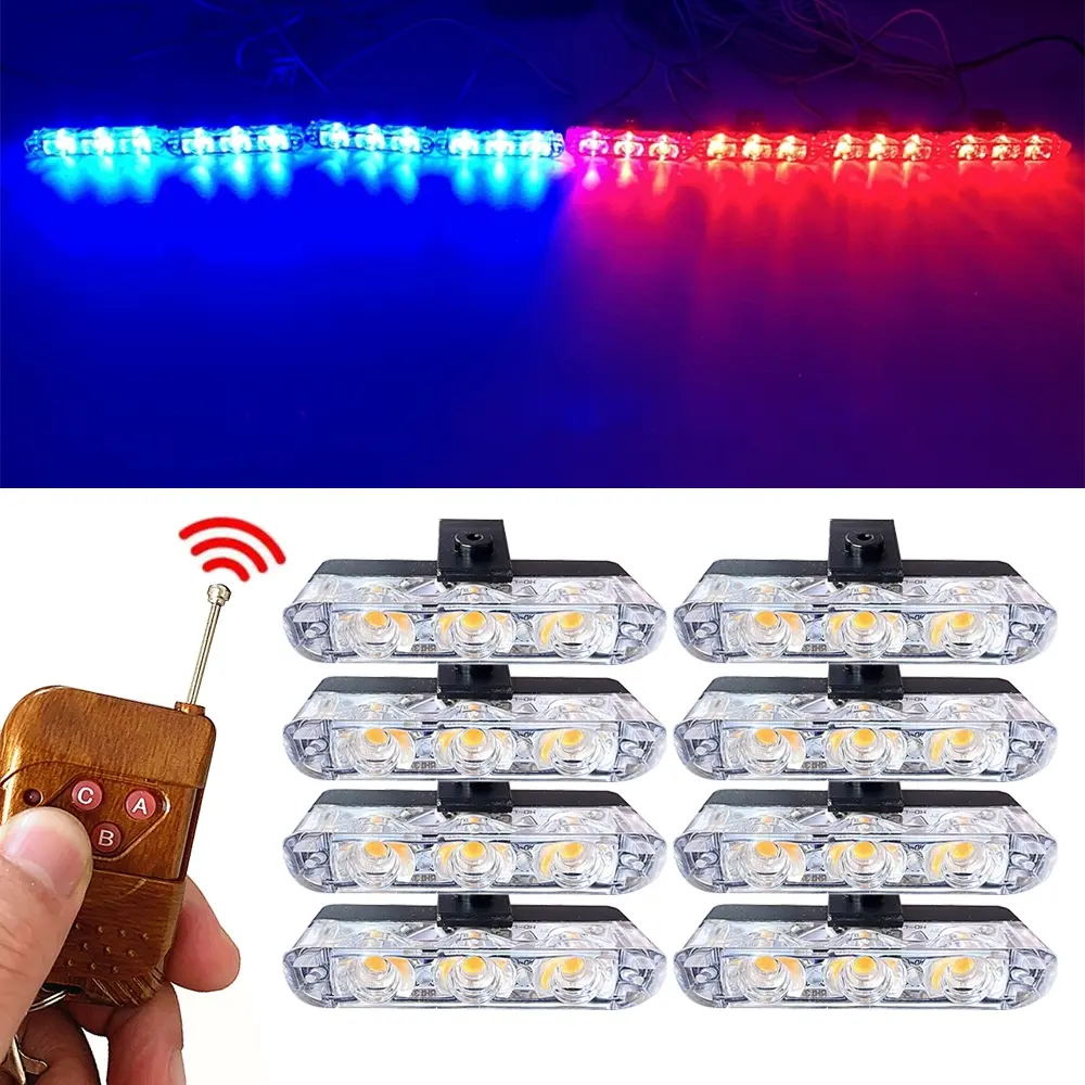 8-In-1 Car Grill Light with Remote Control, LED Installation for Truck Front Grill, led beason lamp car network lights