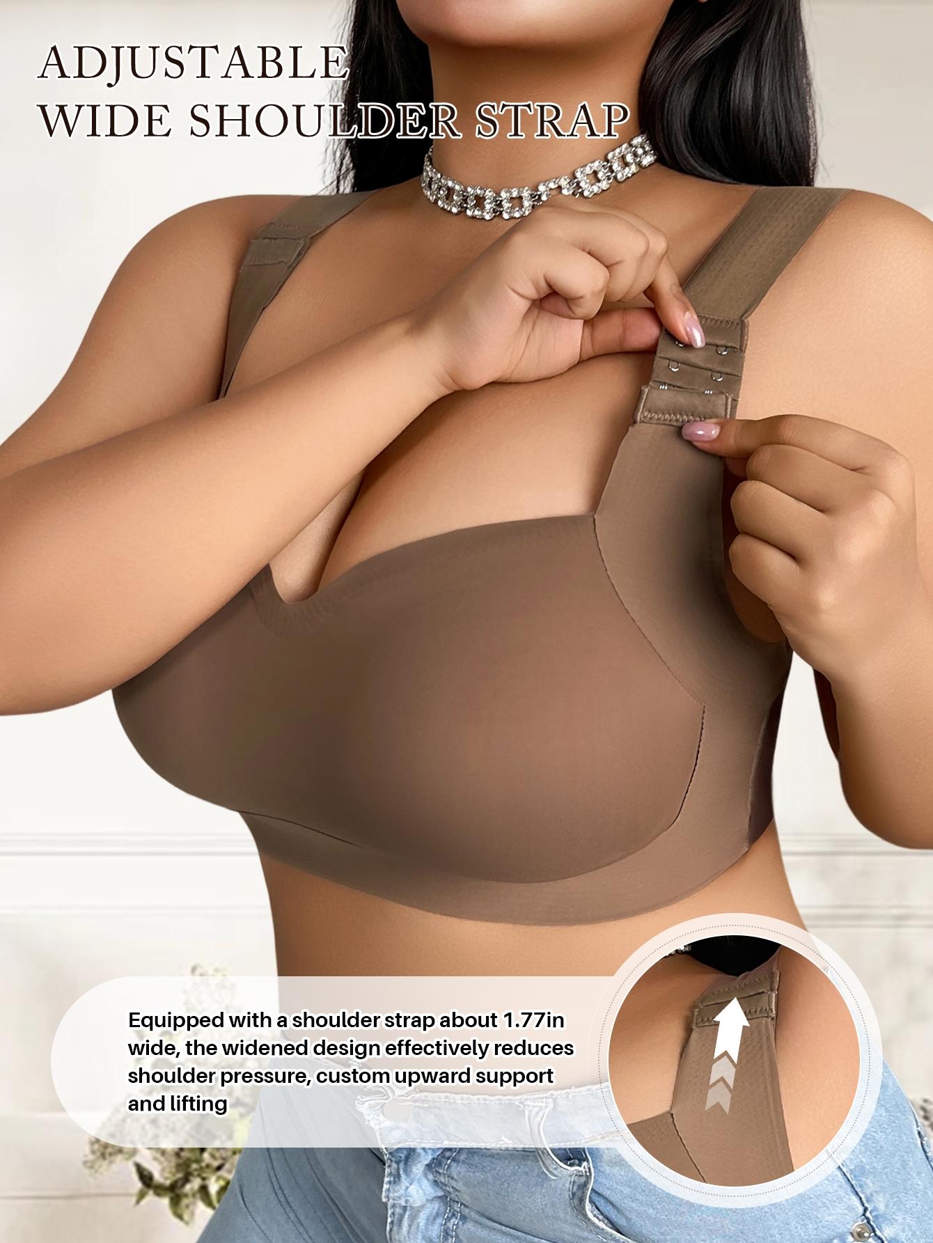 Women's Plus Size Seamless Jelly Bralette, Wide Adjustable Straps, Medium Support, Anti-Sagging, All-Season Casual Underwear