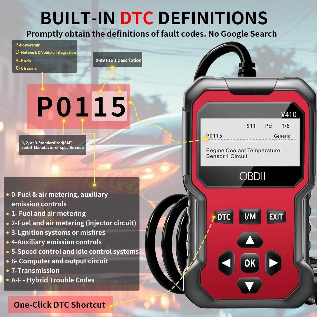 New Obd2 Scanner Diagnostic Tool, Complete Engine Code Reader, Reset, Data Stream, I/m Readiness, Vehicle Info, Voltage Test, All Obdii/eobd Vehicles, Automotive Scan Tool