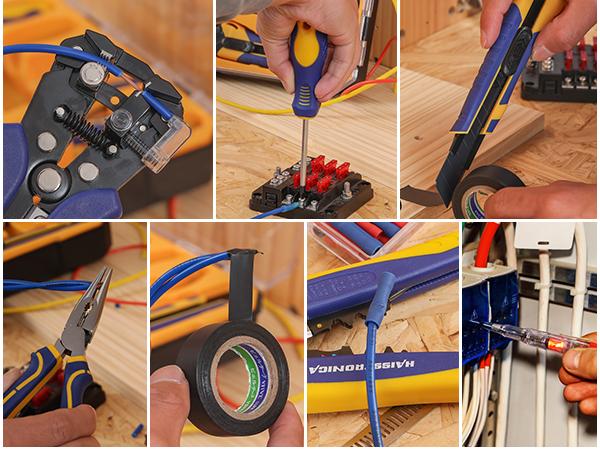 haisstronica 8 IN 1 Electrician Tool Set, Self-Adjusting Wire Stripper Kit, 28 Piece Electrical tools,Father's Day Gift multi  tool