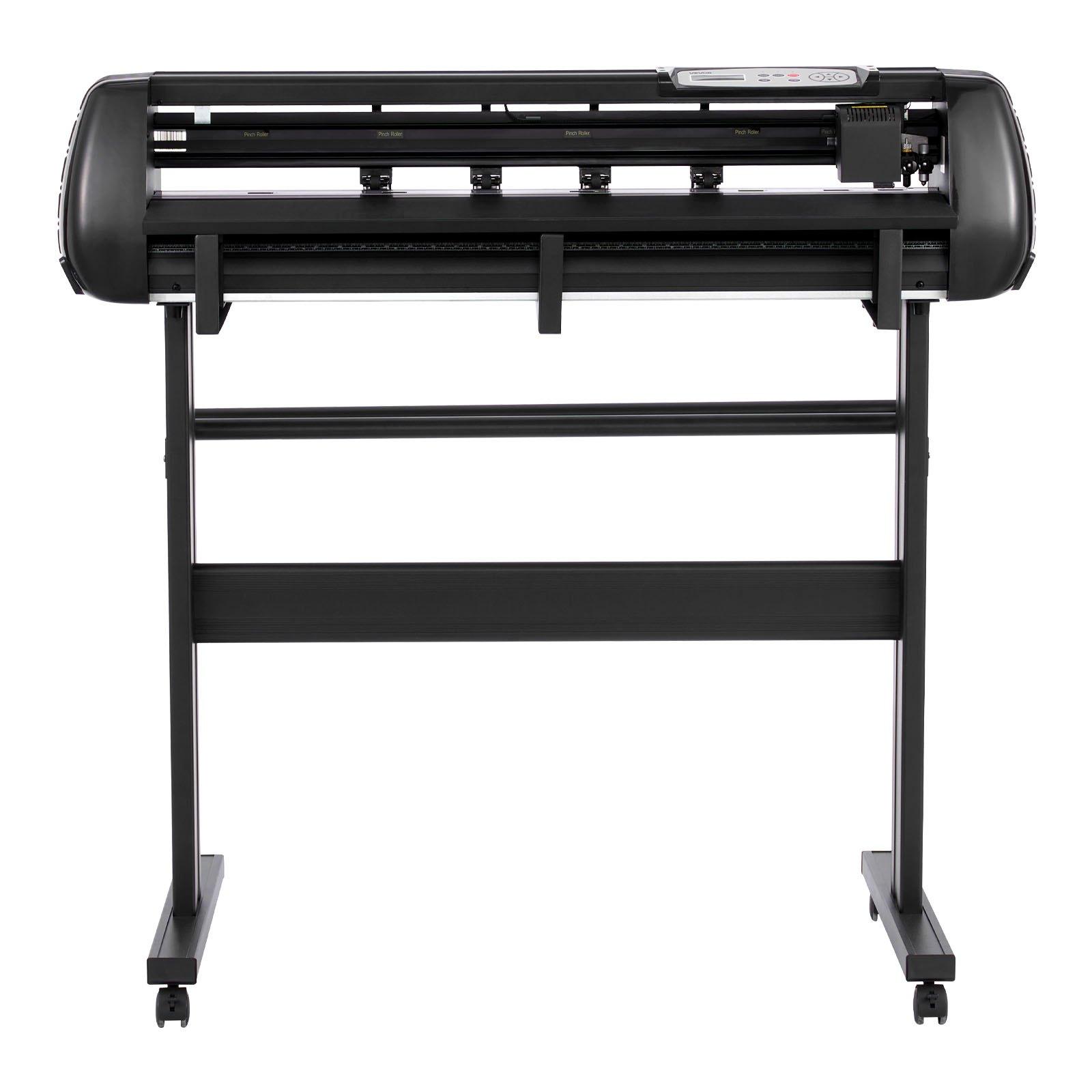 VEVOR Vinyl Cutter Machine, 34 inch Max Feed Width, Dual Blades, Adjustable Force and Speed, LED Display, Vinyl Plotter Cutter Printer Bundle with Sticker Sheets, Transfer Film, Signmaster Software